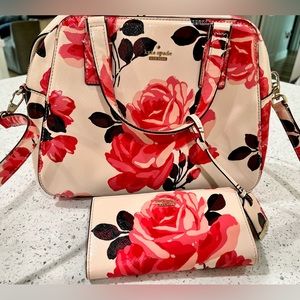 Kate Spade Cameron Street roses purse & wallet